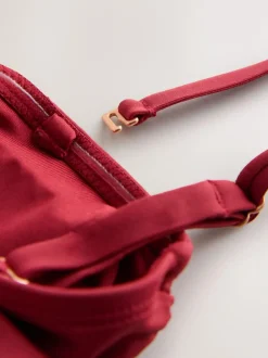 Next Tummy Control Frill Bandeau Swimsuit Berry Wine Best