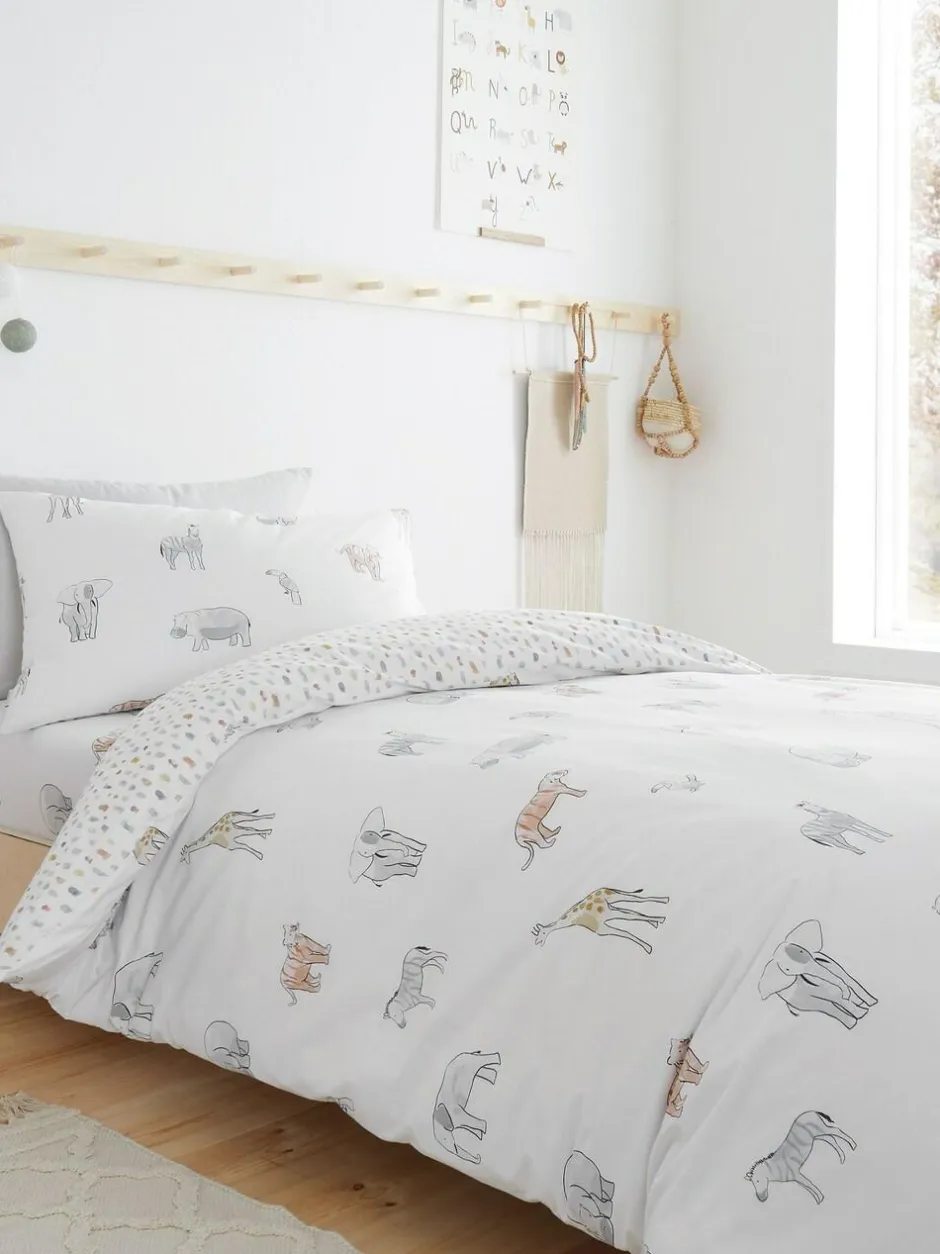 Bianca Natural Kids Zoo Animals 100% Cotton Duvet Cover And Pillowcase Set Best