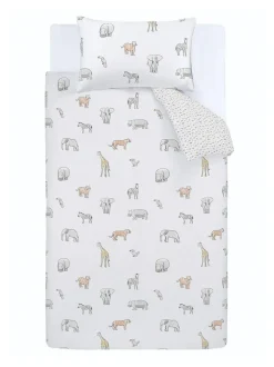 Bianca Natural Kids Zoo Animals 100% Cotton Duvet Cover And Pillowcase Set Best