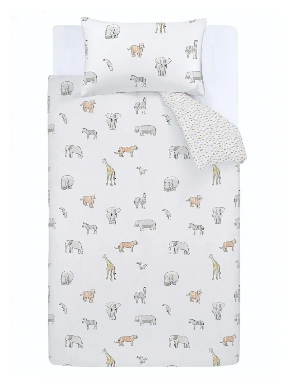 Bianca Natural Kids Zoo Animals 100% Cotton Duvet Cover And Pillowcase Set Best