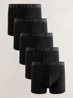 Next Black 5 Pack A-Front Cotton Rich Boxers Sale