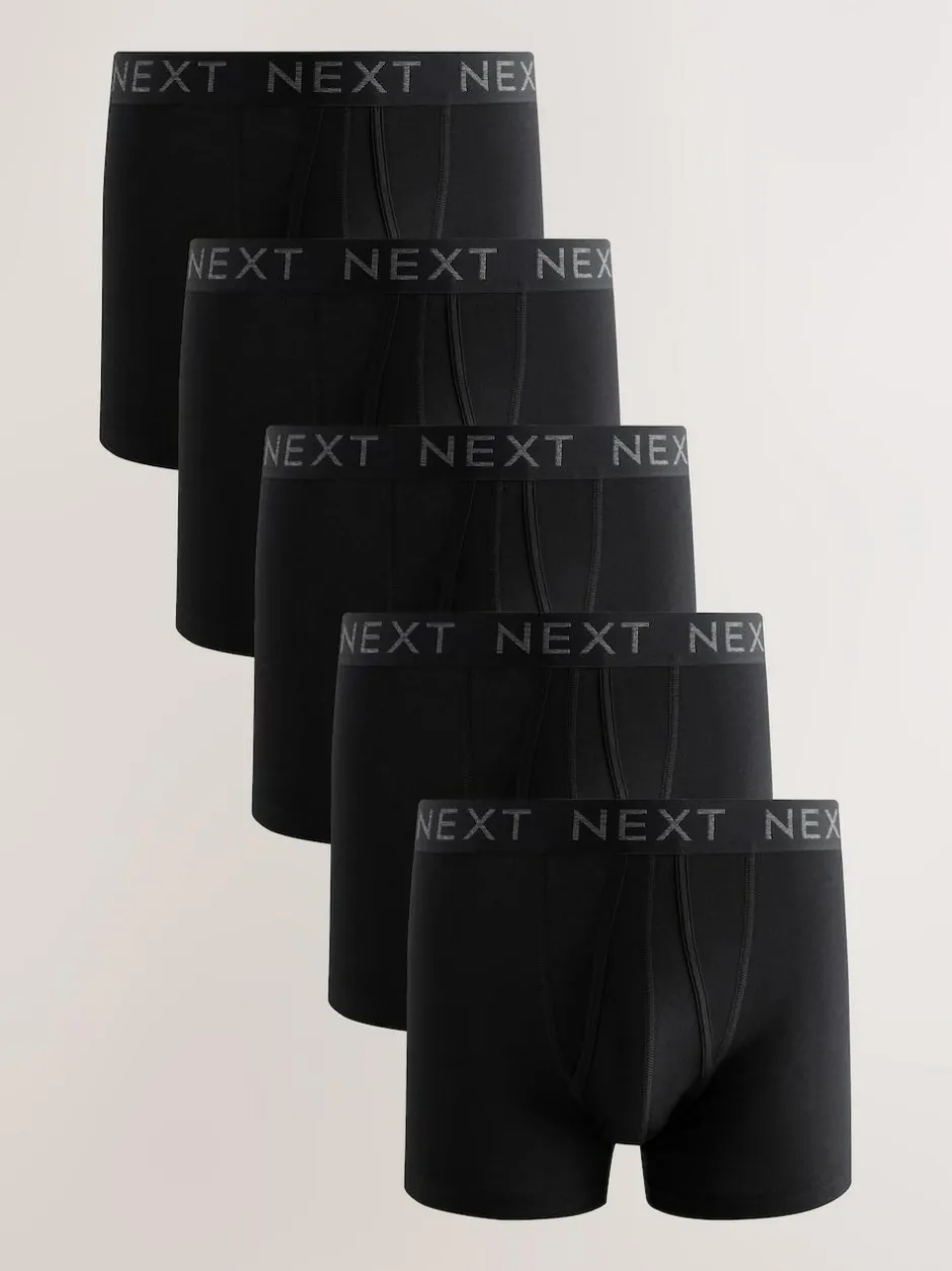 Next Black 5 Pack A-Front Cotton Rich Boxers Sale