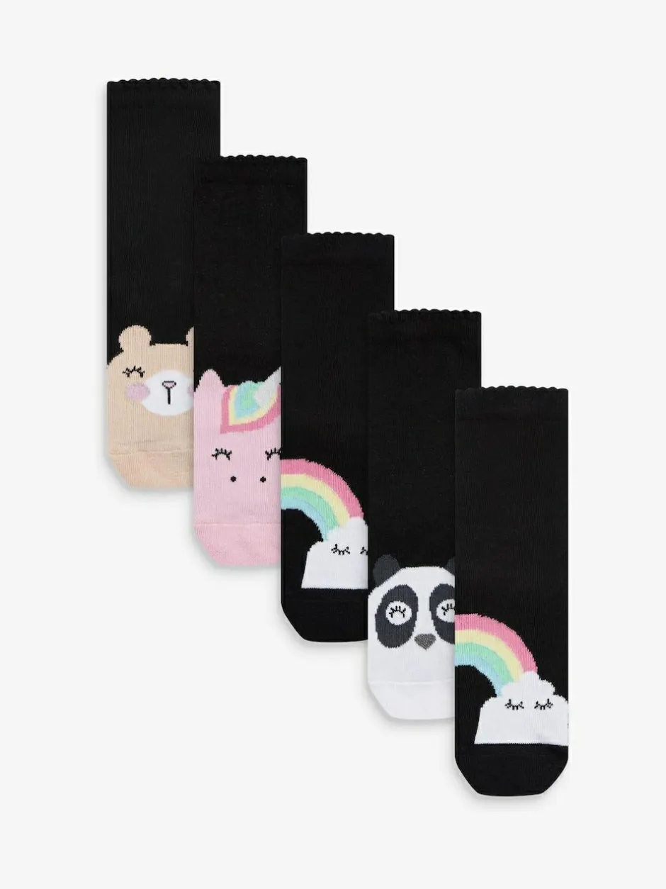 Next Black 5 Pack Cotton Rich Character Ankle School Socks Hot
