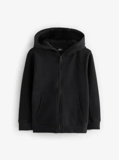 Next Black 1 Pack Plain Zip Through Hoodie (3-16yrs) Outlet