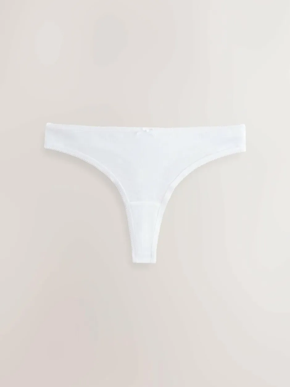 Next Thong Cotton Rich Knickers 7 Pack Black / Pastel Rose Nude / White Discount