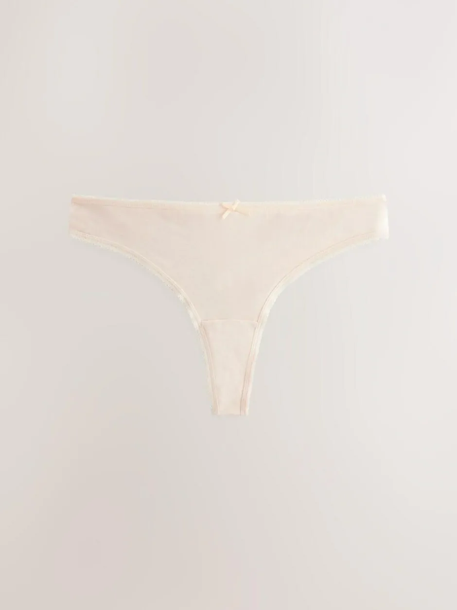 Next Thong Cotton Rich Knickers 7 Pack Black / Pastel Rose Nude / White Discount