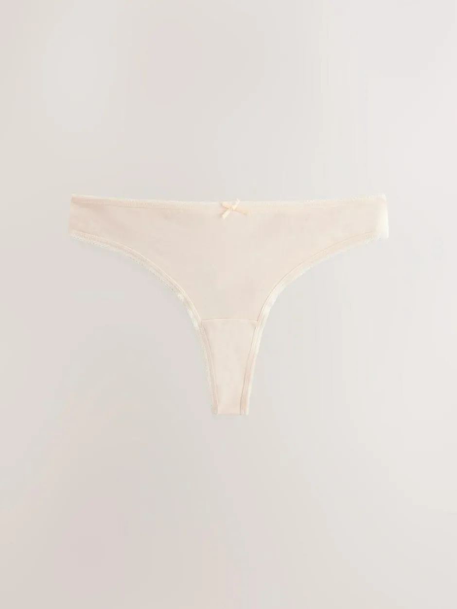 Next Thong Cotton Rich Knickers 7 Pack Black / Pastel Rose Nude / White Discount