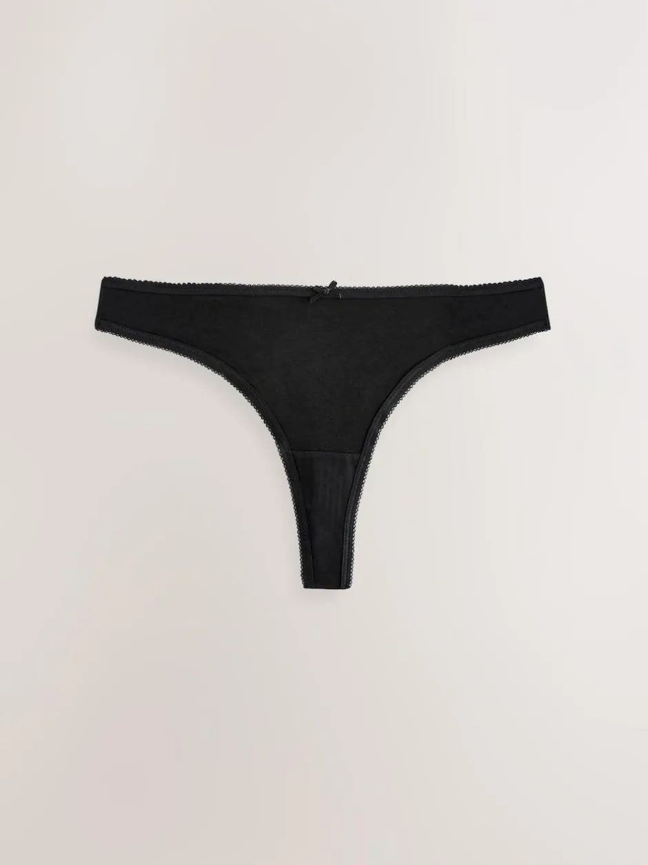 Next Thong Cotton Rich Knickers 7 Pack Black / Pastel Rose Nude / White Discount