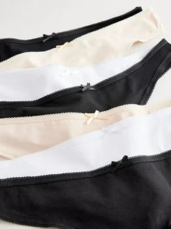 Next Thong Cotton Rich Knickers 7 Pack Black / Pastel Rose Nude / White Discount