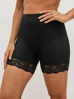 Next Black / Praline Nude Tummy Control Light Shaping Lace Back Shorts 2 Pack Hot