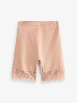 Next Black / Praline Nude Tummy Control Light Shaping Lace Back Shorts 2 Pack Hot