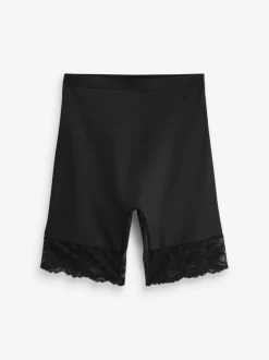 Next Black / Praline Nude Tummy Control Light Shaping Lace Back Shorts 2 Pack Hot