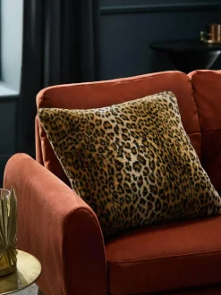 Next Black 50 x 50cm Faux Leopard Print Faux Fur Cushion Clearance