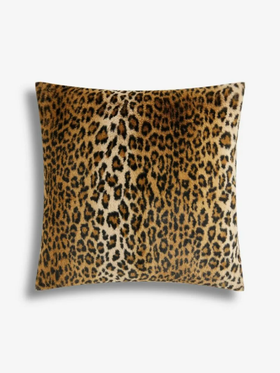 Next Black 50 x 50cm Faux Leopard Print Faux Fur Cushion Clearance