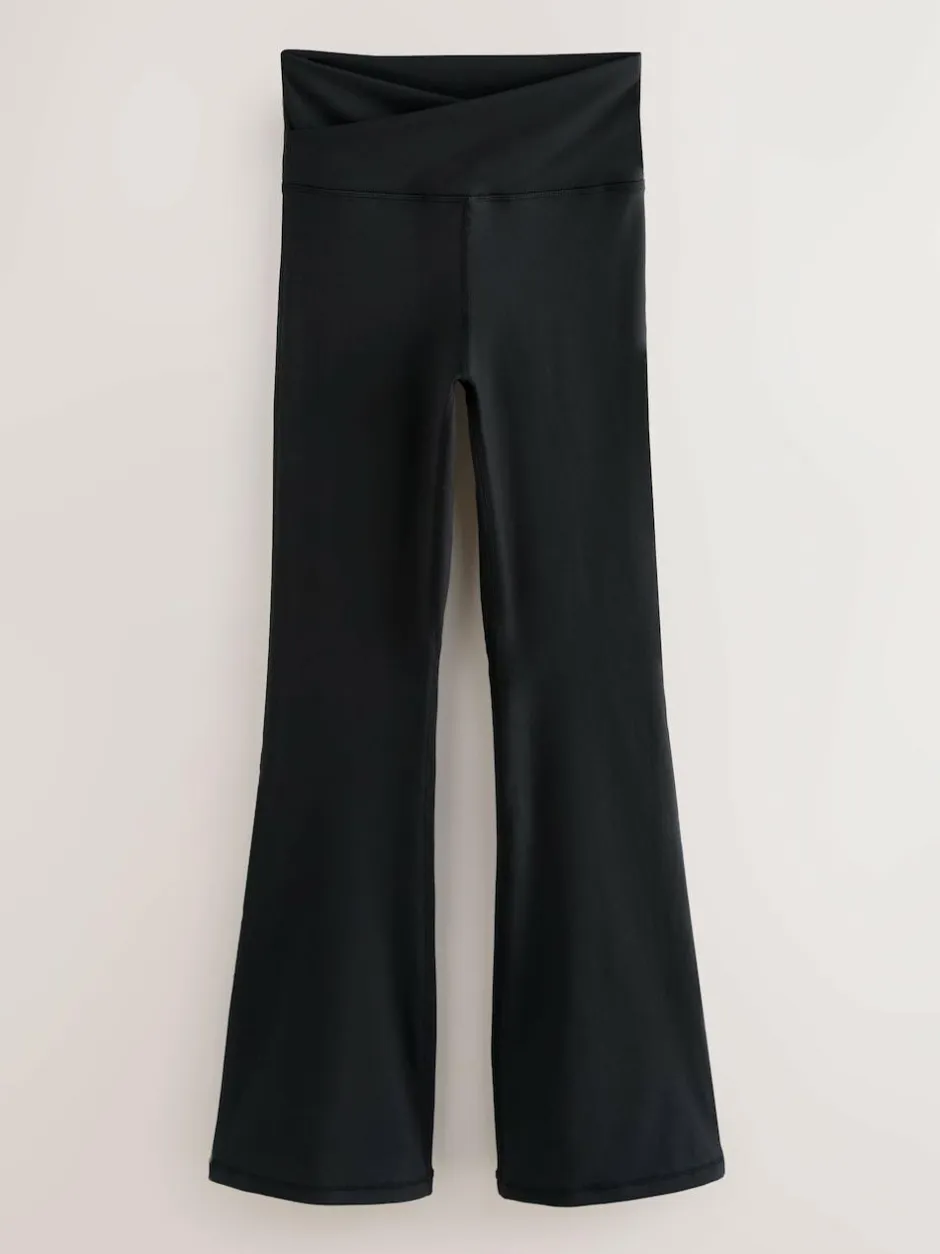 Next Black Active Balance Wrap Front Flared Leggings New