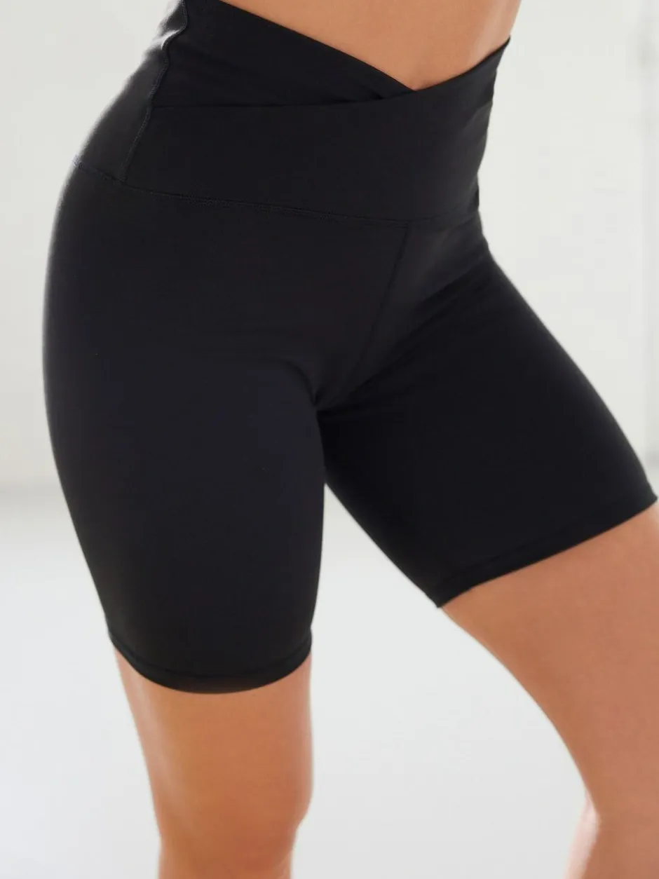 Next Black Active Sports Wrap Waist Cycling Shorts Sale