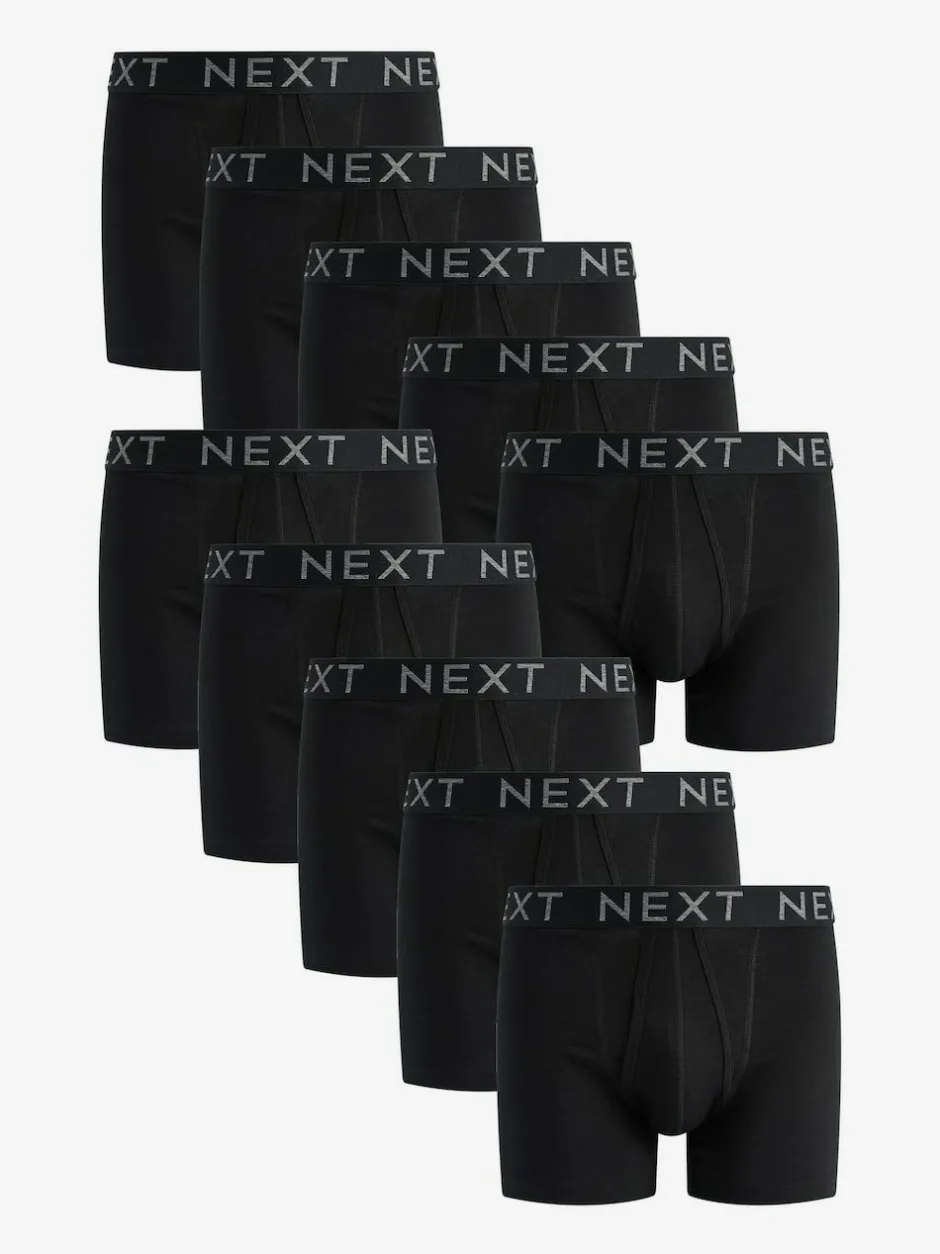 Next Black A-Front Boxers 10 Pack New