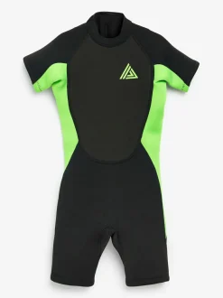 Next Wetsuit (1-16yrs) Black and Green Short Sleeve New