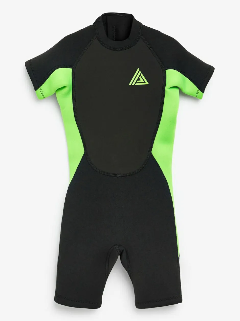 Next Wetsuit (1-16yrs) Black and Green Short Sleeve New