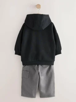 Next Black and Grey Printed Hoodie and Carpenter Joggers Set (3mths-7yrs)
