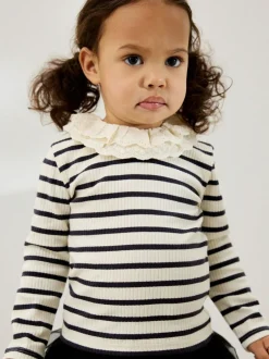 Next Long Sleeve Collar Top (3mths-7yrs) Black And White Stripe Online