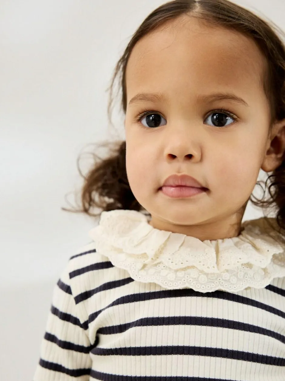 Next Long Sleeve Collar Top (3mths-7yrs) Black And White Stripe Online