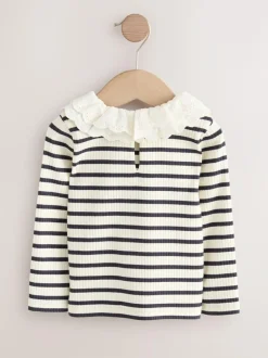 Next Long Sleeve Collar Top (3mths-7yrs) Black And White Stripe Online