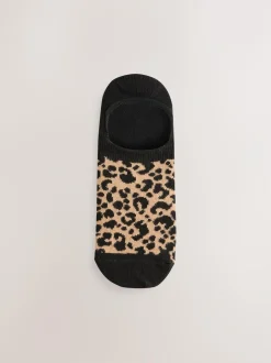 Next Black Animal Invisible Trainer Socks 5 Pack New
