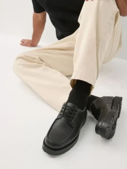 Next Black Apron Leather Shoes Hot