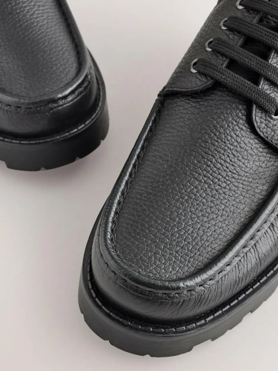 Next Black Apron Leather Shoes Hot