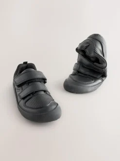 Next Black Barefoot Leather 2 Strap Touch Fastening School Shoes Hot