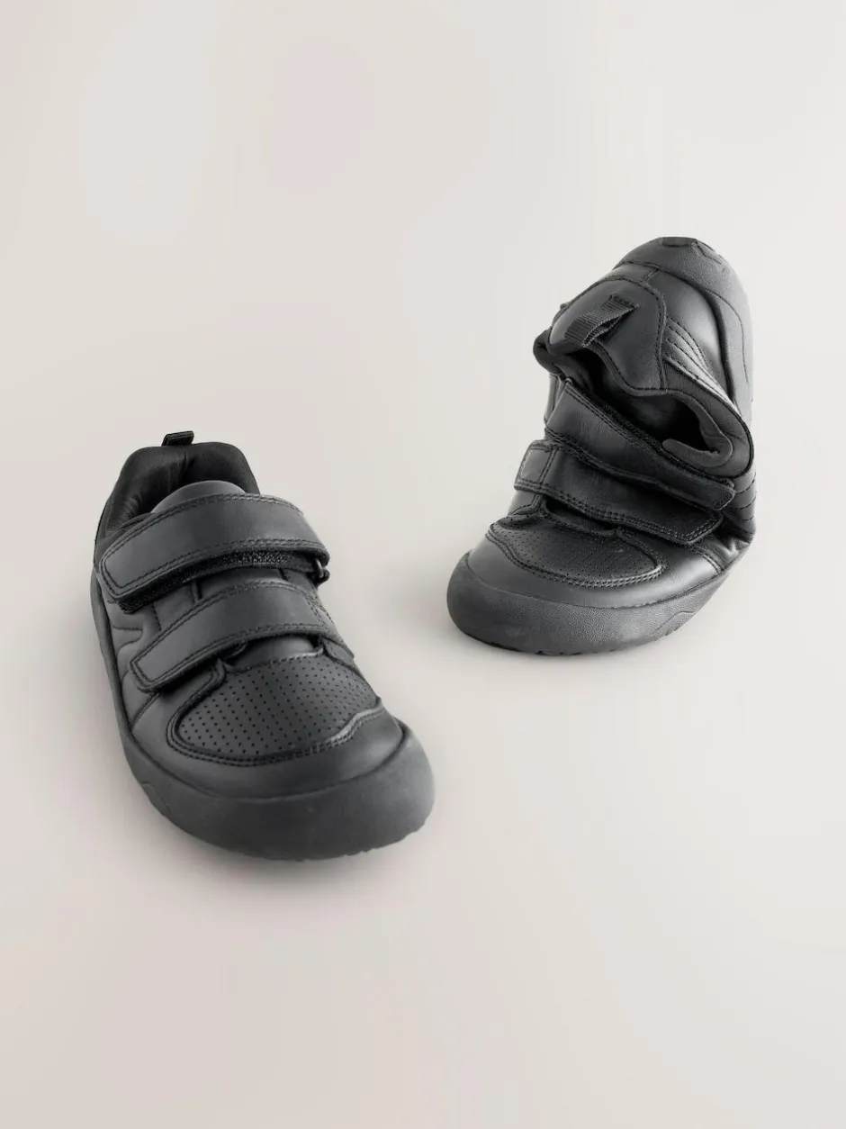 Next Black Barefoot Leather 2 Strap Touch Fastening School Shoes Hot