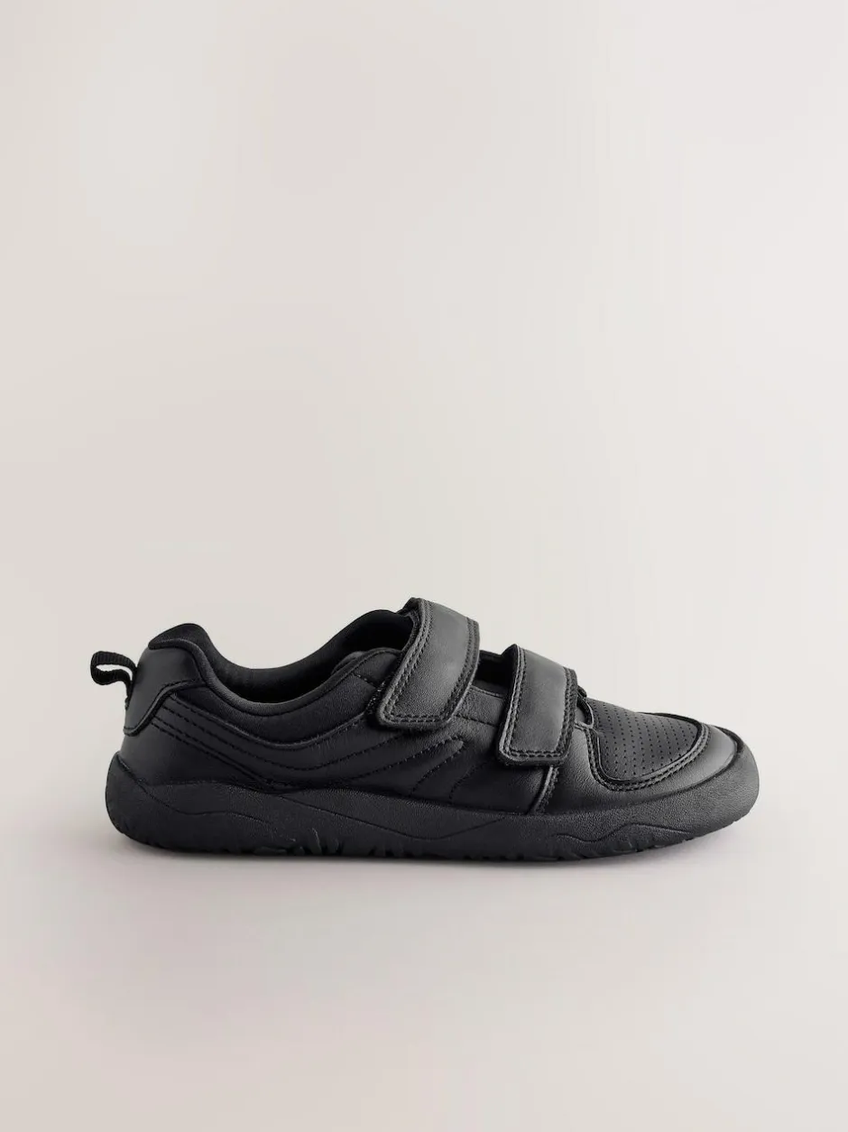 Next Black Barefoot Leather 2 Strap Touch Fastening School Shoes Hot