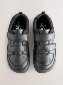 Next Black Barefoot Leather 2 Strap Touch Fastening School Shoes Hot