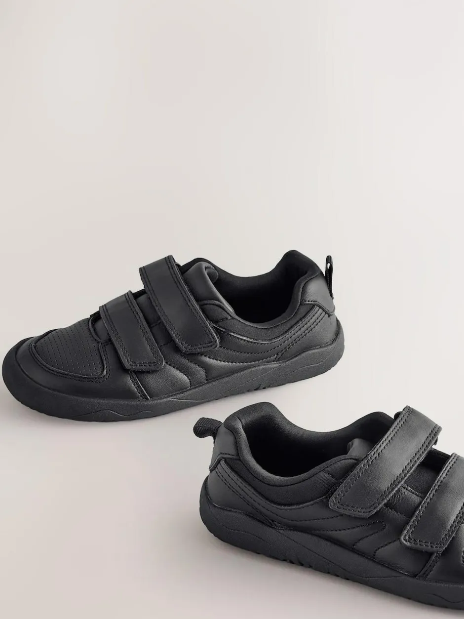 Next Black Barefoot Leather 2 Strap Touch Fastening School Shoes Hot