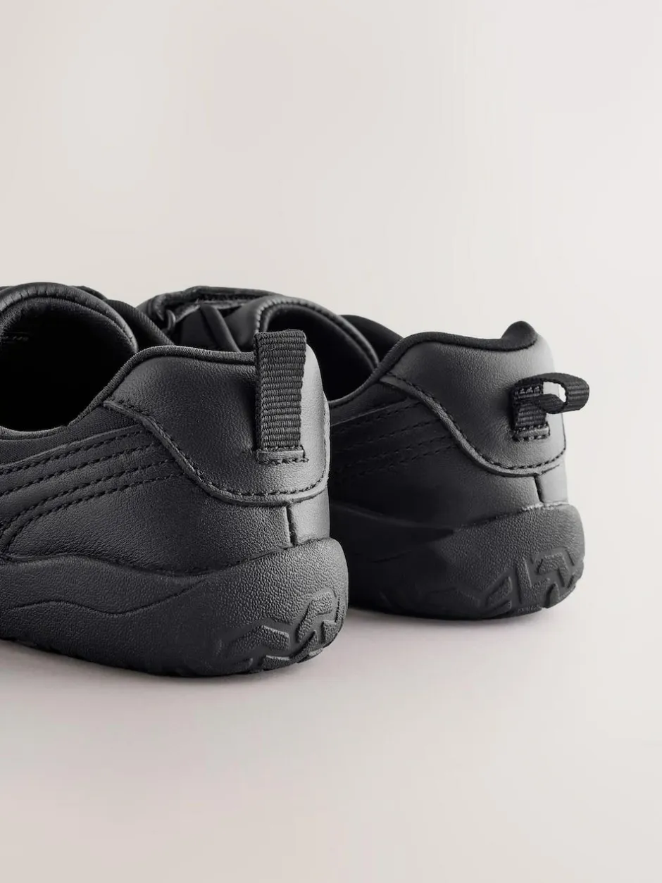 Next Black Barefoot Leather 2 Strap Touch Fastening School Shoes Hot