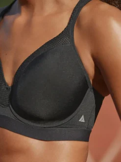Next B-G Active Sports High Impact Dry Tech Full Cup Wired Bra Black New