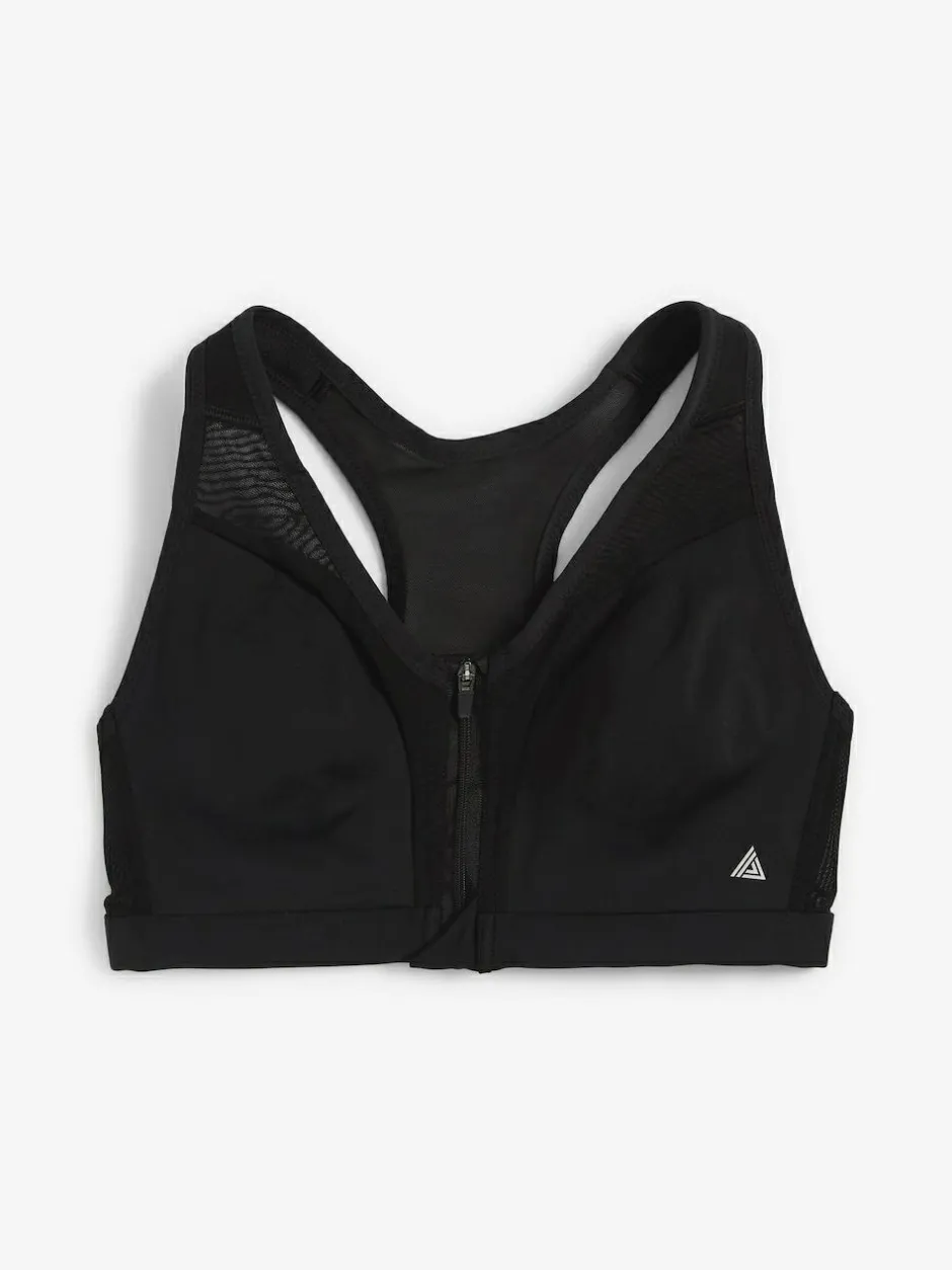 Next B-GG Active Sports High Impact Dry Tech Zip Front Bra Black Discount
