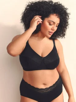 Next B-H Total Support Full Cup Non Wire Cotton Ultimate Comfort Bra Black New