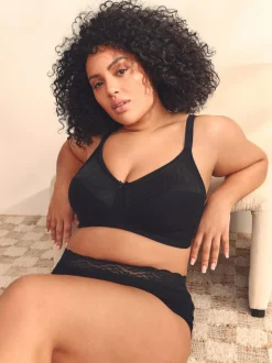 Next B-H Total Support Full Cup Non Wire Cotton Ultimate Comfort Bra Black New