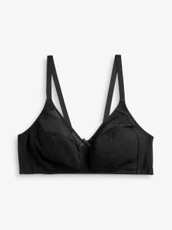 Next B-H Total Support Full Cup Non Wire Cotton Ultimate Comfort Bra Black New