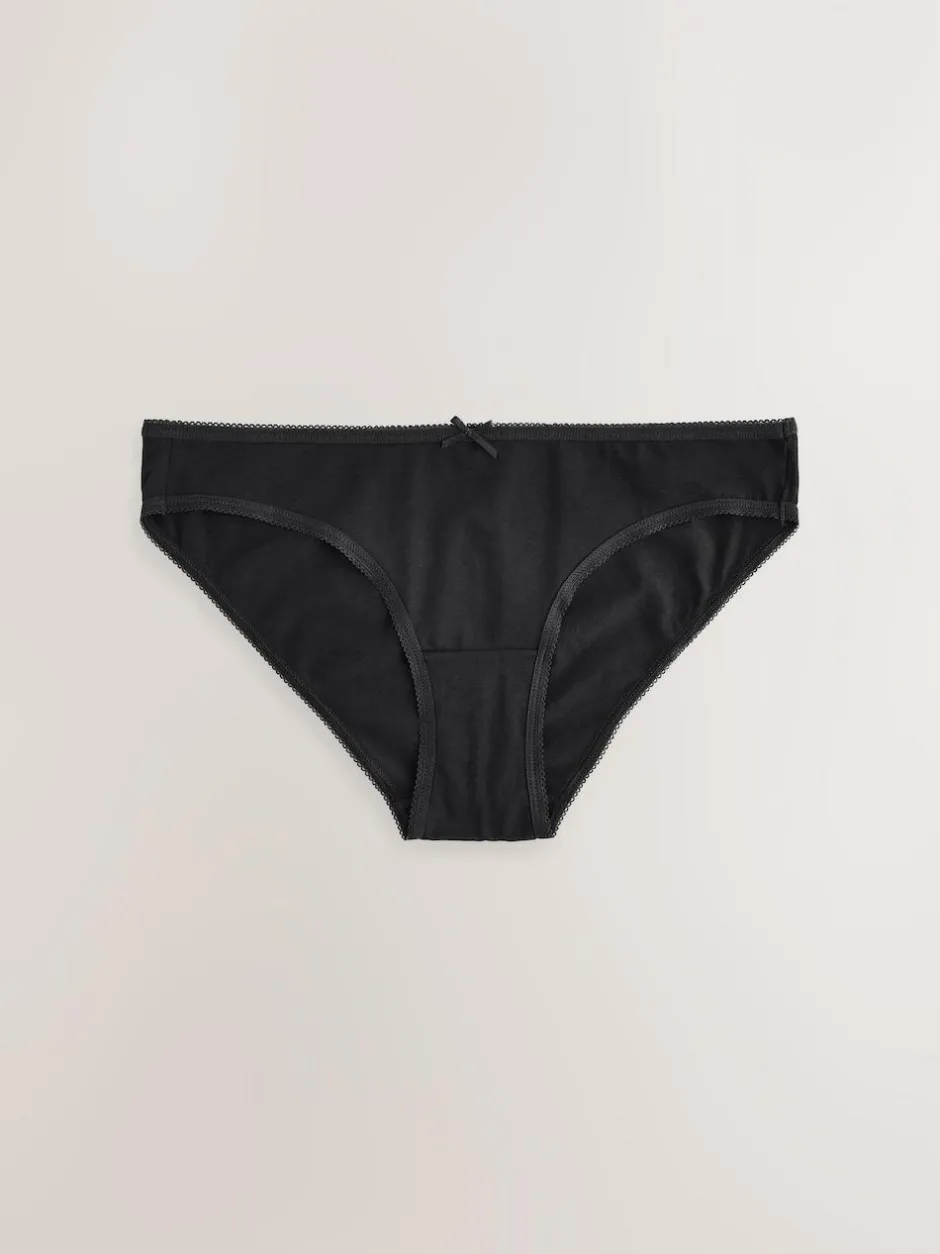 Next Black Bikini Cotton Rich Knickers 5 Pack Clearance
