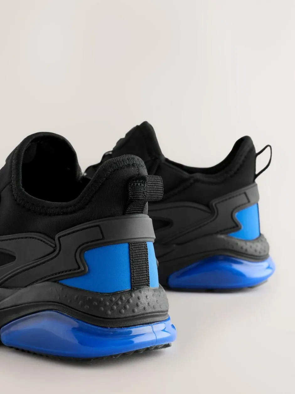 Next Black Blue Ombre Standard Fit (F) Elastic Lace Trainers Outlet