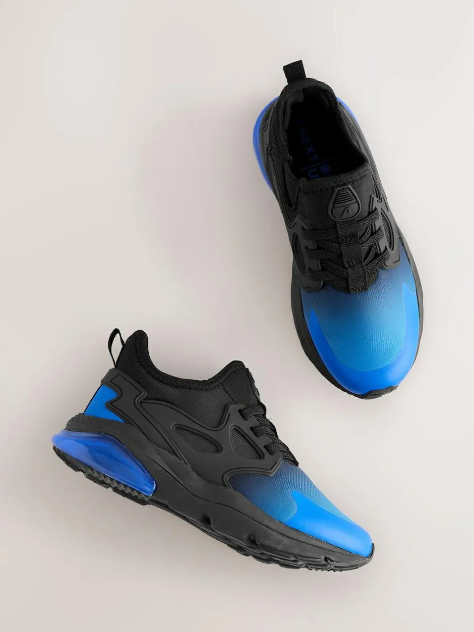 Next Black Blue Ombre Standard Fit (F) Elastic Lace Trainers Outlet