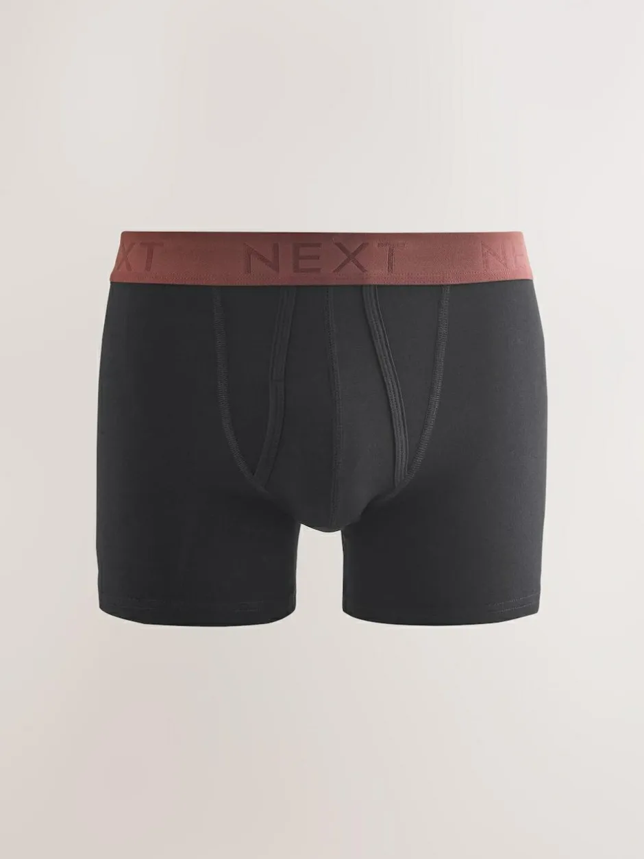 Next Black Blue/Brown Waistbands A-Front Boxers 10 Pack New