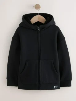 Next Borg Fleece Zip Through Hoodie (3-16yrs) Black Sale