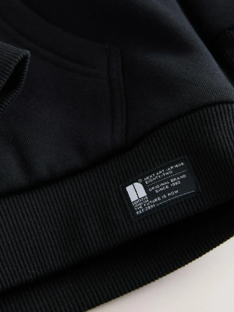 Next Borg Fleece Zip Through Hoodie (3-16yrs) Black Sale