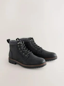 Next Borg Lined Cord Trim Boots Black Hot