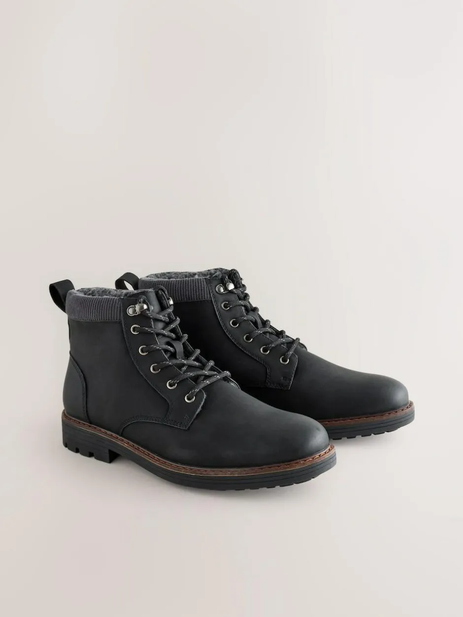 Next Borg Lined Cord Trim Boots Black Hot