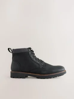 Next Borg Lined Cord Trim Boots Black Hot